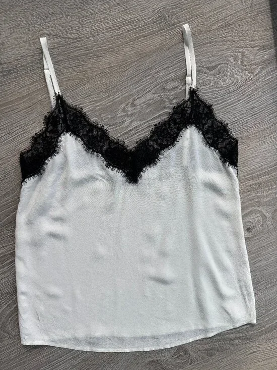 The Kooples Black & White Lace Sheer Camisole Top — Size Small - Picture 1 of 6